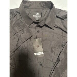 NWT Brooklyn State Men's 3XL Black Long Sleeve Button Up Shirt BS150518LSX